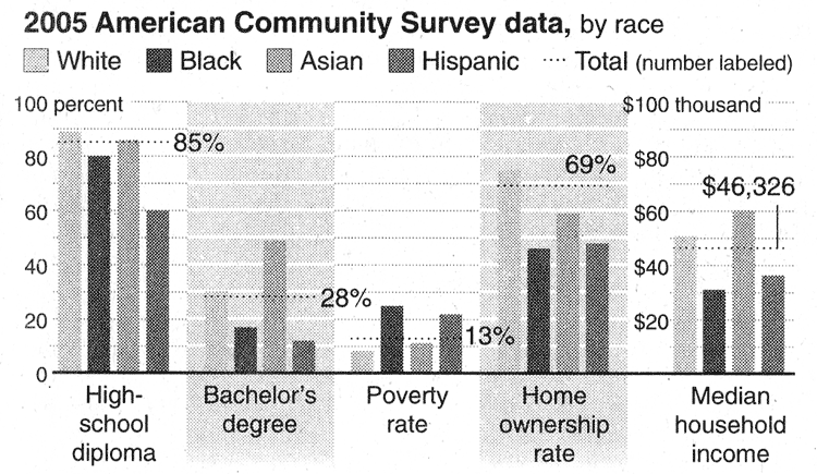 Racial inequality, 2005
